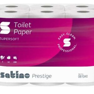 Papier toillettes 200F Blanc 2 Plis FSC Écolabel – Satino Prestige - 8 x12 rlx
