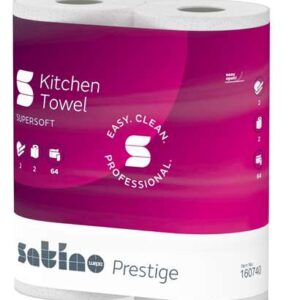 Essuie tout blanc 2 plis écolabel Satino prestige (16 x 2 rouleaux)