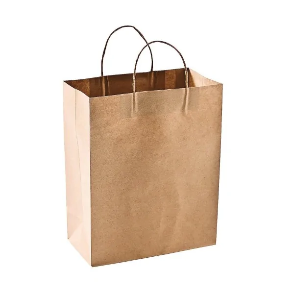 Sac cabas kraft brun poignées torsadées 35+14 x 35 cm – lot de 200