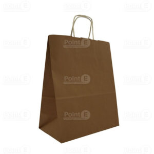 Sacs cabas kraft chocolat poignées torsadées 18 +8 x 24 cm (lot de 400 uv)