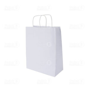 Sacs cabas kraft blanc poignées torsadées 35 +14 x 35 cm (lot de 250 uv)