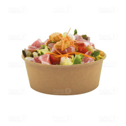 Bol à Salade Kraft 1300 ml avec Couvercle – Lot de 50 Unités